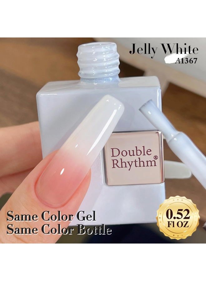 Double Rhythm Translucent Gel Polish Sheer Neutral Natural Light Milky Same Color Same Bottle 15ML Jelly Nail Polish Nail Art DIY at Home (Milky White-A1367) - Image 3