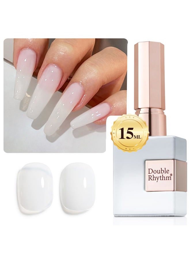 Double Rhythm Translucent Gel Polish Sheer Neutral Natural Light Milky Same Color Same Bottle 15ML Jelly Nail Polish Nail Art DIY at Home (Milky White-A1367) - Image 1
