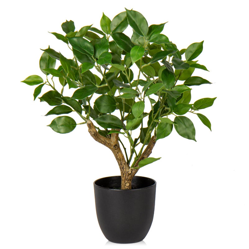 Briful 43CM Tall Artificial Ficus Plants Green Artificial Bonsai Tree Fake Plants Faux Plant Indoor Small Fake Ficus Tree for Home Kitchen Bathroom Decor