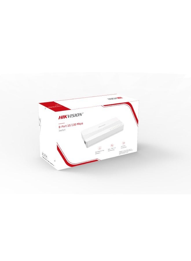 HIKVISION 8 Port Fast Ethernet Unmanaged Desktop Switch White - Image 3