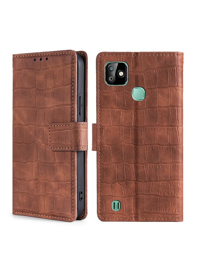 Zaboon Case For Infinix Smart HD 2021 Skin Feel Crocodile Texture Magnetic Clasp Horizontal Flip PU Leather Case with Holder & Card Slots & Wallet - Image 1