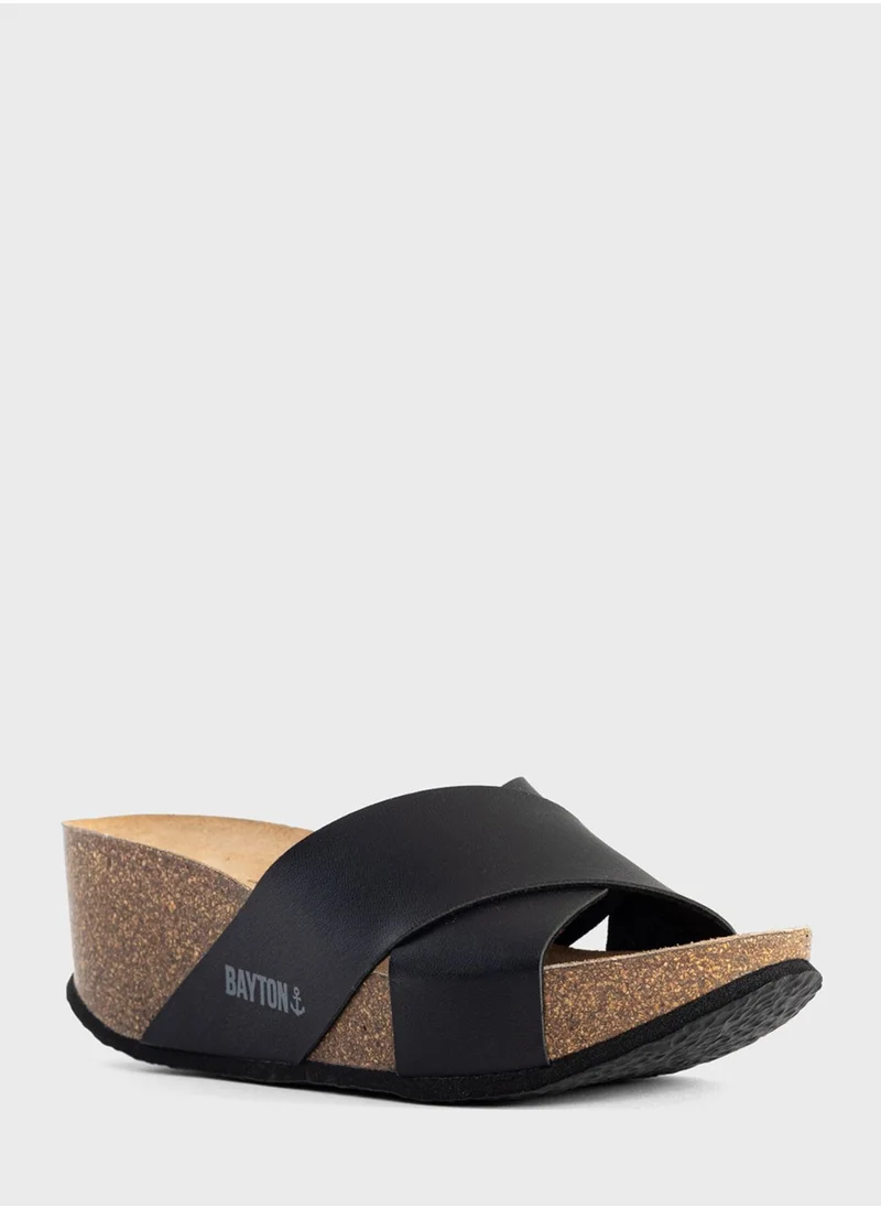 BAYTON Liverpool X Strap Wedge Sandals