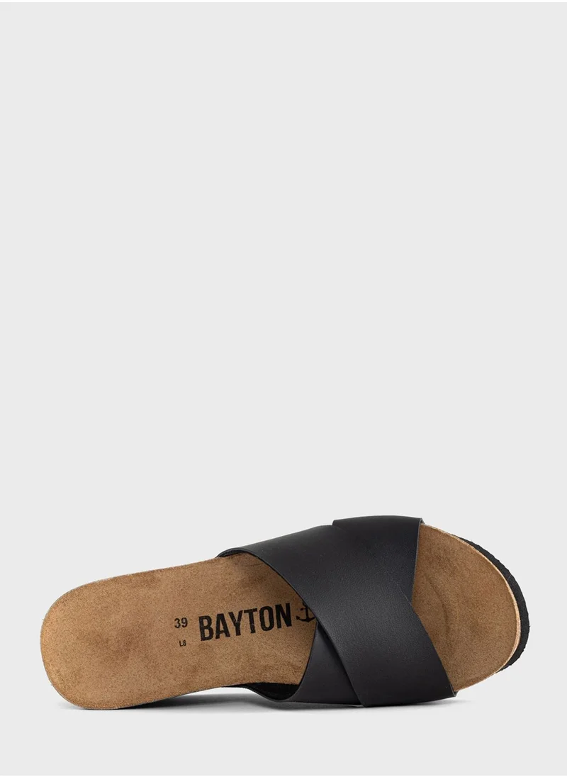 BAYTON Liverpool X Strap Wedge Sandals