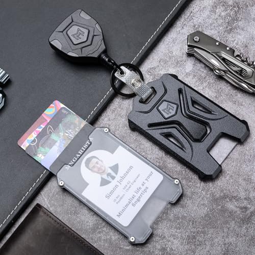 MNGARISTA 2 Pack Heavy Duty Badge Holder, Vertical ID Card Holder for Credit Cards, Clear ID Window, All PC Polycarbonate Plastic Housing, 5 Cards Capacity, Built-in Elastic Clip, Black - Image 2