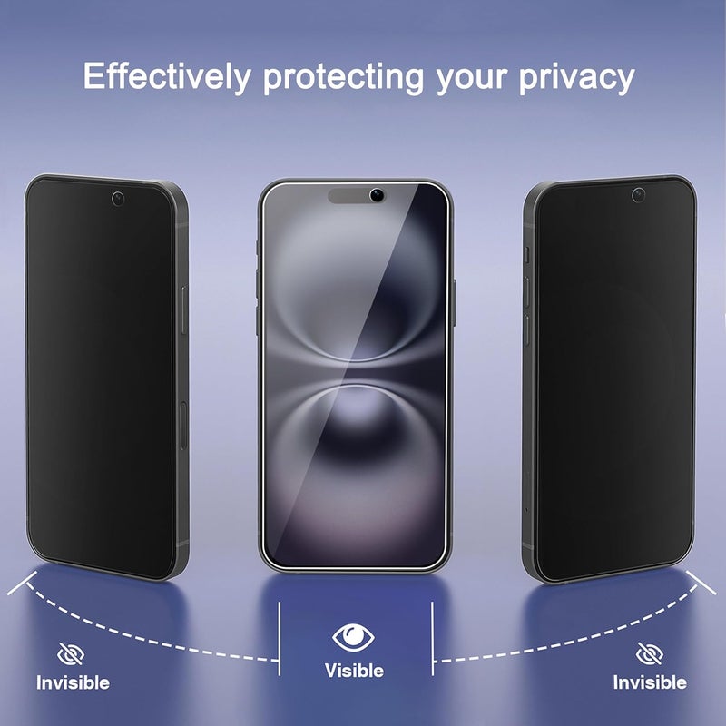 Ailun 3Pack Privacy Screen Protector for iPhone 16 Plus [6.7 inch]+3Pack Camera Lens Protector,Dynamic Island Compatible,Anti Spy Private Tempered Glass[9H Hardness] - Image 2