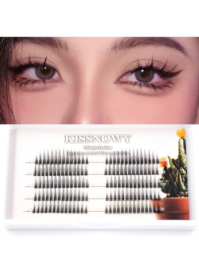 KISSNOWY Manga Lashes Natural Look Single Individual Lashes Wispy Cluster Lashes Extension For Cosplay Japanese Anime Makeup False Lashes (A01)  - Image 1