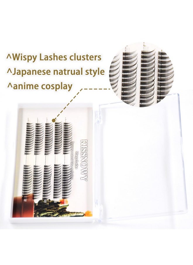 KISSNOWY Manga Lashes Natural Look Single Individual Lashes Wispy Cluster Lashes Extension For Cosplay Japanese Anime Makeup False Lashes (A01)  - Image 2