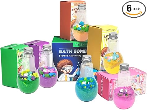 GREENKOU 6 Pack Large Bath Bombs Fizzy Gift Set for Kids Toddlers Surprise Experience Nontoxic Colorful Fizzy Fun Bubble Bath STEAM Science Educational Kit for Boys and Girls Gift Sets - Image 1