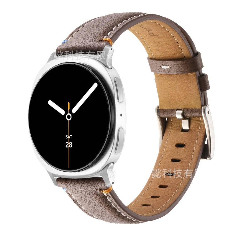 سوار ساعة ذكية باللون بني قابل للتعديل سوار جلدي كلاسيكي متوافق مع Samsung Galaxy Watch 8 Classic بملاءمة قابلة للتعديل وحزام بديل - Image 3