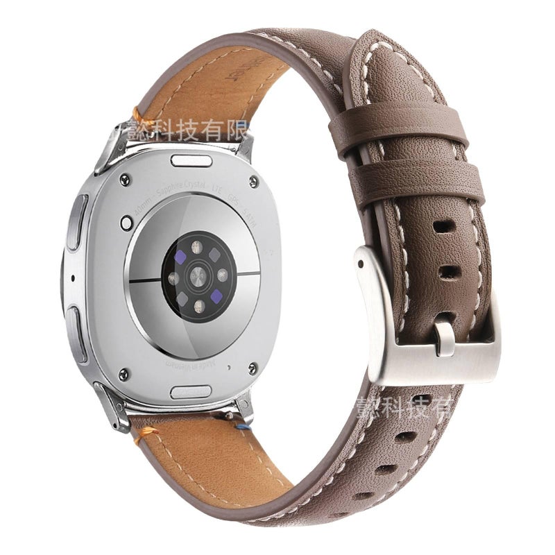 سوار ساعة ذكية باللون بني قابل للتعديل سوار جلدي كلاسيكي متوافق مع Samsung Galaxy Watch 8 Classic بملاءمة قابلة للتعديل وحزام بديل - Image 4