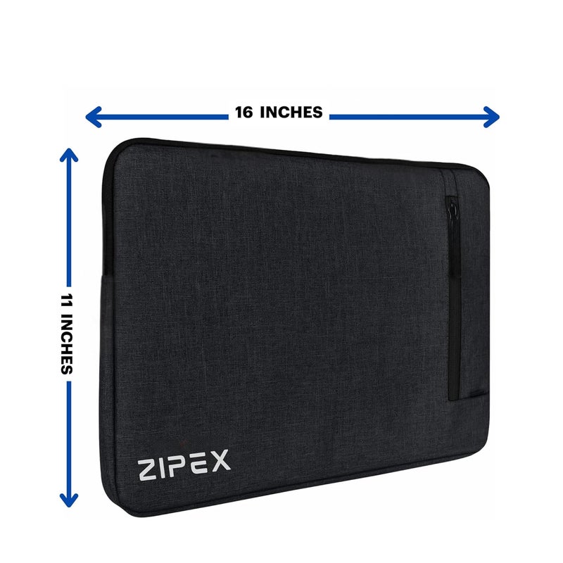ZIPEX حقيبة لابتوب PHOTONIC مقاس 16 بوصة مع حقيبة شاحن | لجميع أجهزة اللابتوب مقاس 15-15.6 بوصة | غلاف/غطاء لابتوب مقاوم للماء | للجنسين | أسود - Image 3