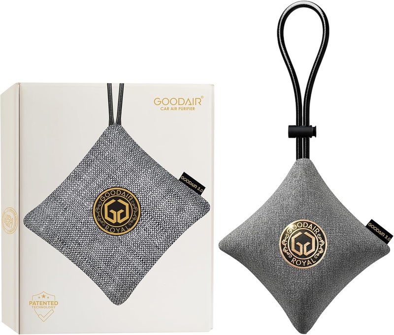 GOODAIR Royal Premium Impregnated Activated Carbon Car Air Purifier Non-Electric, Odor Eliminator, Moisture Absorber, Compact and Elegant Silver | 24/7 Purification, Patented Technology, Clinically Proven to Prevent Motion Sickness - Image 1