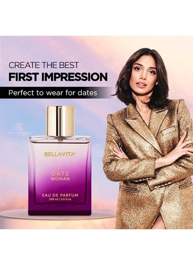 Bella Vita Luxury - Date Eau De Parfum for Women with Pink Pepper, Red Fruit & Jasmine | Fruity & Spicy Long-Lasting EDP Fragrance Scent | 3.4 fl. oz. - Image 1