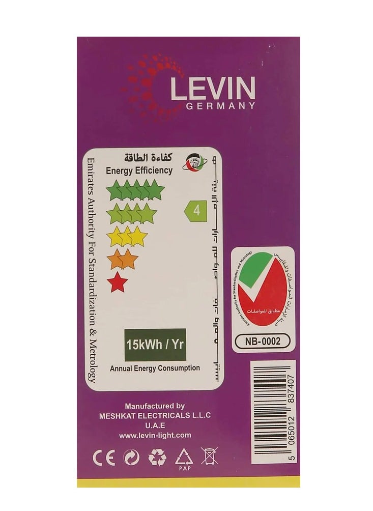 Levin Germany Levin A-Bulb 15W 3000K Daylight LED Bulb E27 220-240V IP20 220° Ø70 x L136, Flicker Free Non-Dimmable, Frosted Finish, Suitable for Residential & Commercial Application  - Image 4