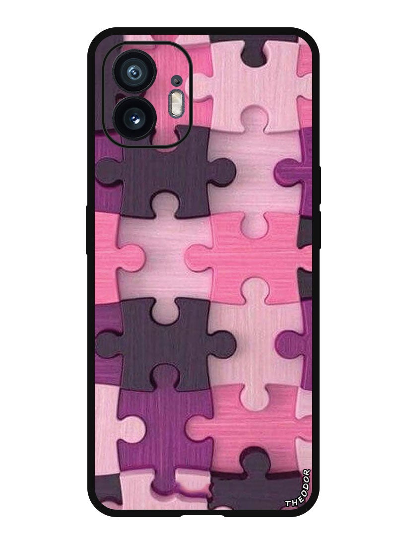 Theodor Protective Case Anti Scratch Shock Proof Bumper Cover For Nothing Phone (2) Pink Puzzle - Image 1