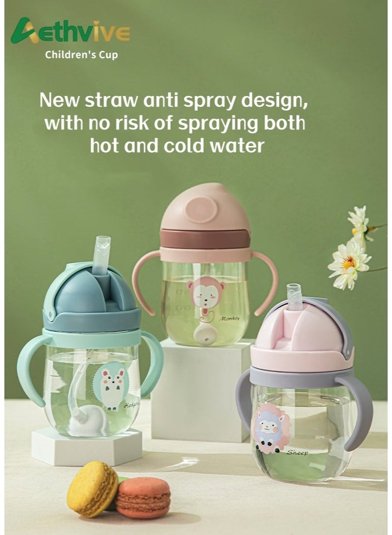 Aethvive 2-Pcs Baby Sippy Cups For 6 Months +, 250ml Baby Cup with Weighted Straw and Easy Grip Handles, Kids Water Bottle with Simple Flip Lid, 360 Degree Spill Proof Toddler Cup - Image 5
