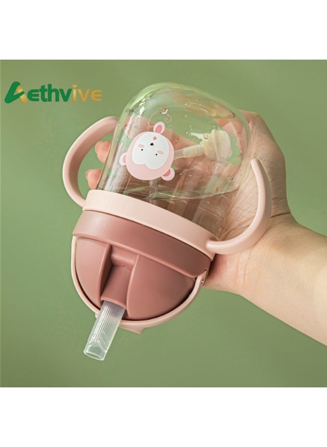 Aethvive 2-Pcs Baby Sippy Cups For 6 Months +, 250ml Baby Cup with Weighted Straw and Easy Grip Handles, Kids Water Bottle with Simple Flip Lid, 360 Degree Spill Proof Toddler Cup - Image 2
