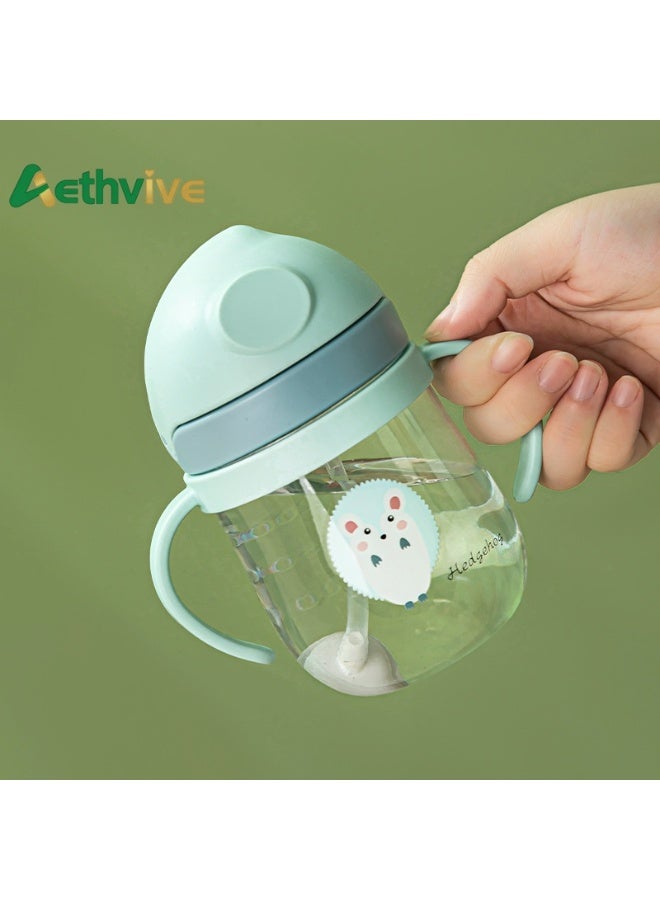 Aethvive 2-Pcs Baby Sippy Cups For 6 Months +, 250ml Baby Cup with Weighted Straw and Easy Grip Handles, Kids Water Bottle with Simple Flip Lid, 360 Degree Spill Proof Toddler Cup - Image 3