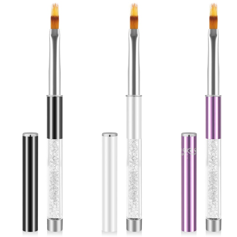 Trinkrittey 3pc Ombre Nail Brush Nail Art Painting Pen Gradient Painting Brush Includes Sponge Tips Gel Nails Polish Drawing Brushes with Rhinestone Handle Manicure Tools for Design - Image 3
