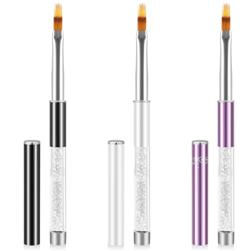 Trinkrittey 3pc Ombre Nail Brush Nail Art Painting Pen Gradient Painting Brush Includes Sponge Tips Gel Nails Polish Drawing Brushes with Rhinestone Handle Manicure Tools for Design - Image 1