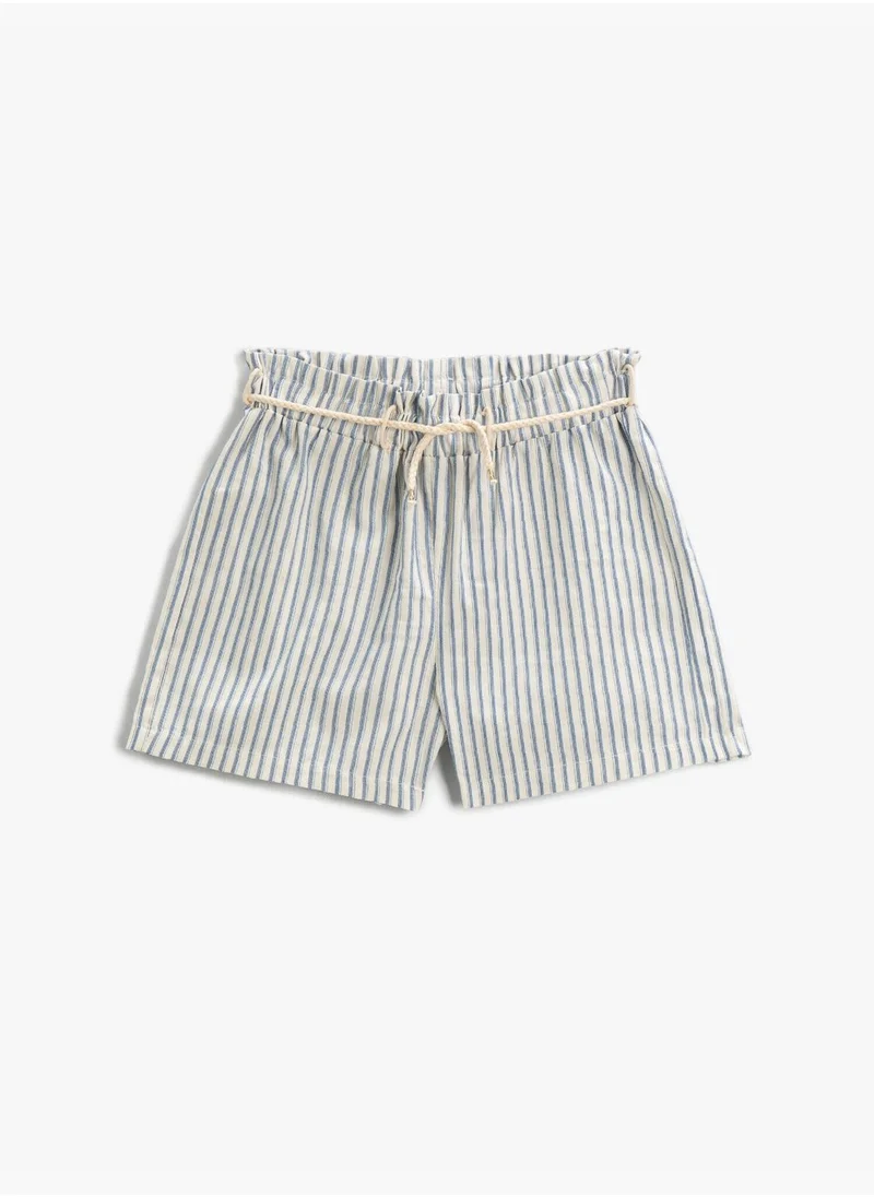 كوتون Striped Shorts Drawstring Cotton