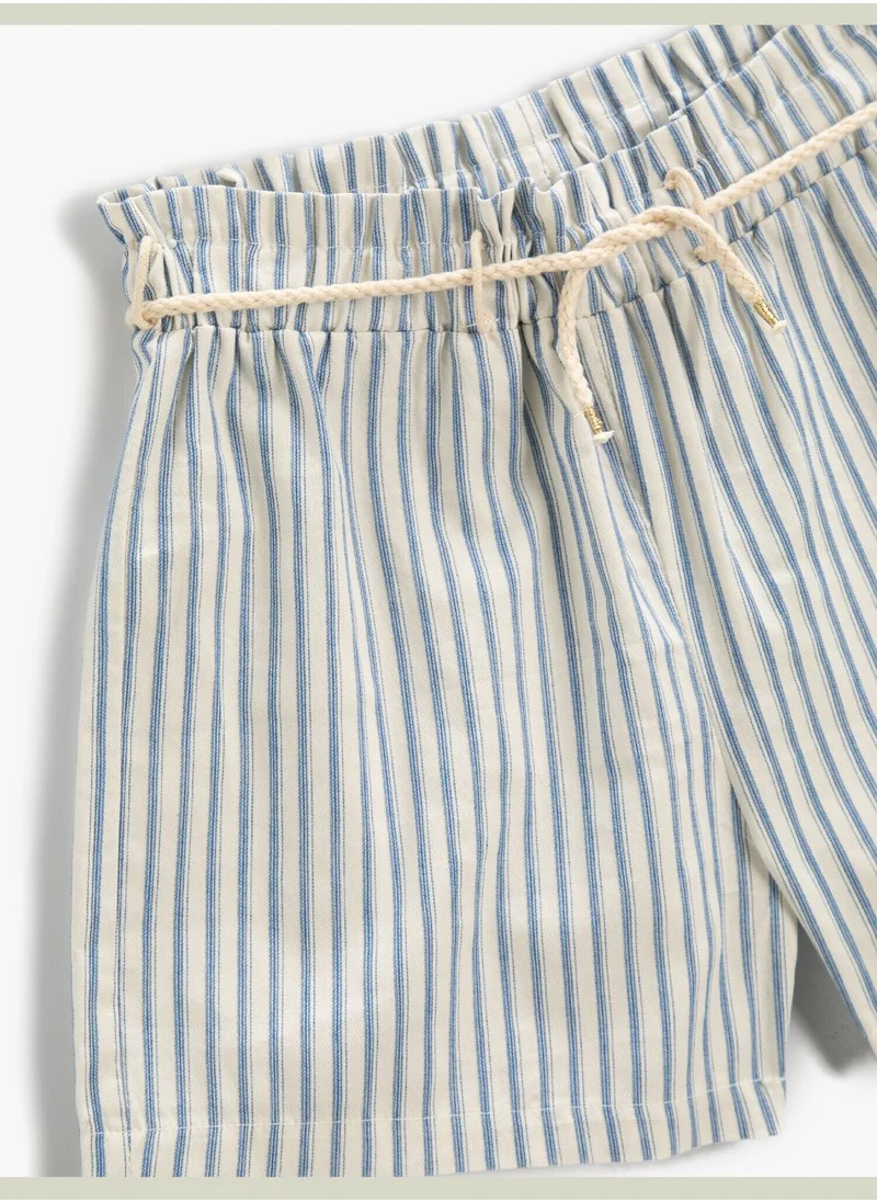 KOTON Striped Shorts Drawstring Cotton