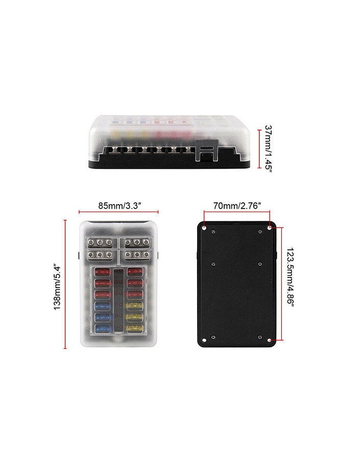 Generic - Universal 12 Ways Fuse Block Car Fuse Holder With Negative Electrode Vehicle Fuse Box Auto Fuse Connector Box With LED Light - Image 1