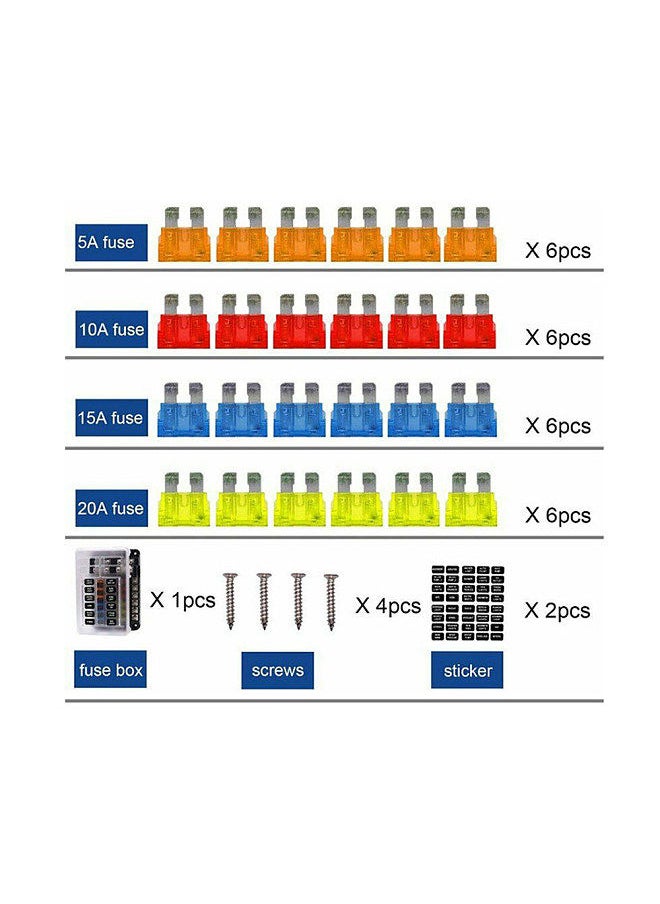 Generic - Universal 12 Ways Fuse Block Car Fuse Holder With Negative Electrode Vehicle Fuse Box Auto Fuse Connector Box With LED Light - Image 1
