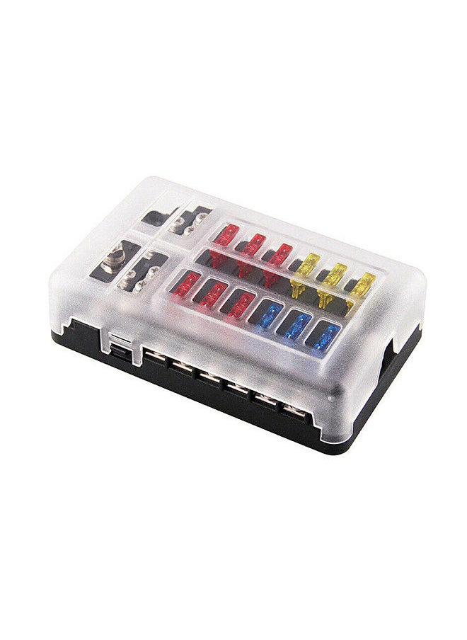 Generic - Universal 12 Ways Fuse Block Car Fuse Holder With Negative Electrode Vehicle Fuse Box Auto Fuse Connector Box With LED Light - Image 1
