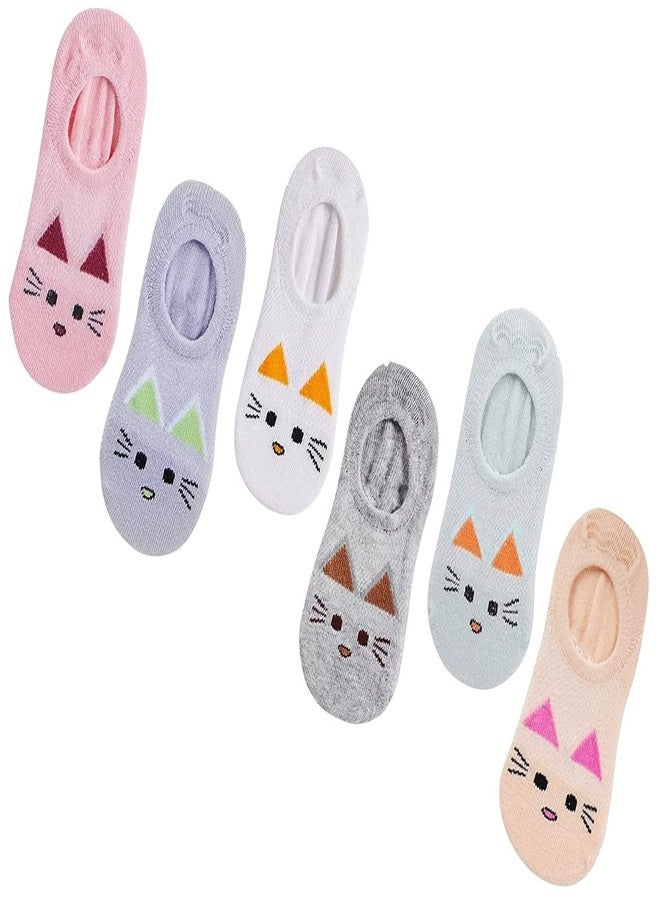 AKADO Baby Boys and Baby Girls Animal Print No-Show Loafer Socks Animal Printed Invisible Socks 1-3 Years Multicolor Pack of 6 (1-3 Years) - Image 1