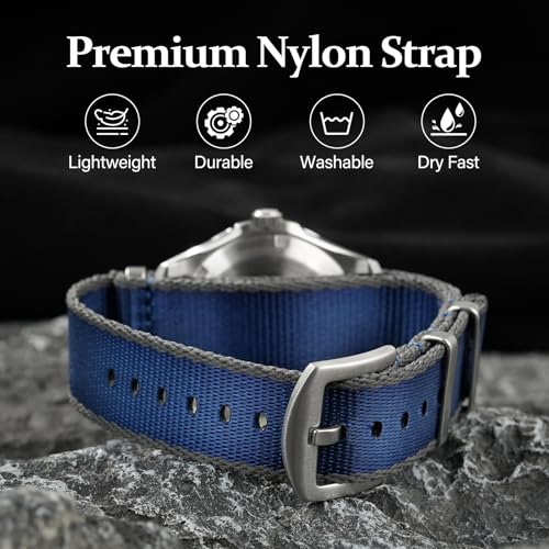 watchdives Nylon Watch Band 18mm 20mm 22mm Multicolor Replacement Watch Straps for Men Women (Blue Gray, 20mm) - Image 4