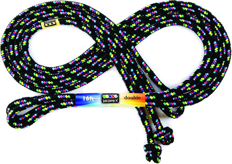 Just Jump It Black Confetti 16' Double Dutch Jump Rope for Kids and Adults - Agility and Fitness Equipment - Image 1