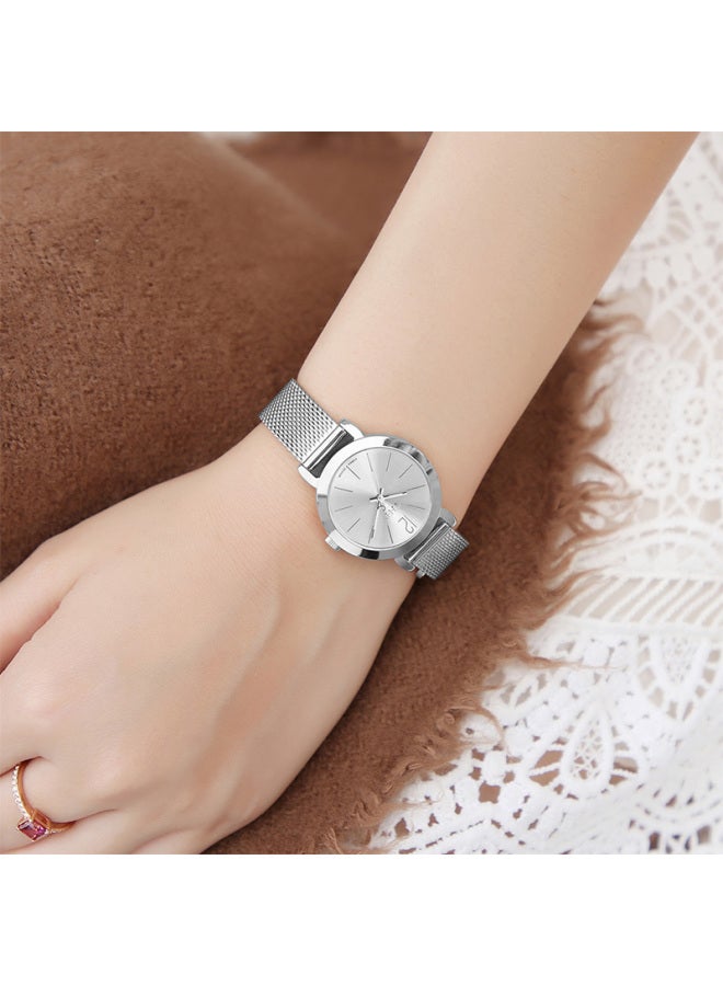 Julius Women's Watch, Korean Style, Fashionable, Simple, Versatile, Mesh Strap, Student Quartz, Waterproof Ladies Watch, White, Ja-732a - Image 3
