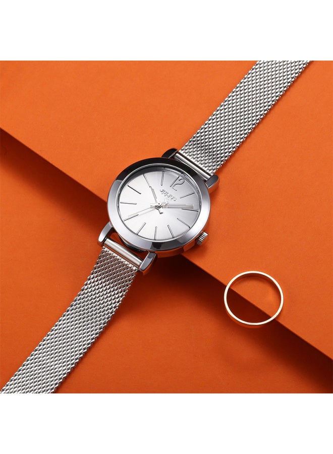 Julius Women's Watch, Korean Style, Fashionable, Simple, Versatile, Mesh Strap, Student Quartz, Waterproof Ladies Watch, White, Ja-732a - Image 4