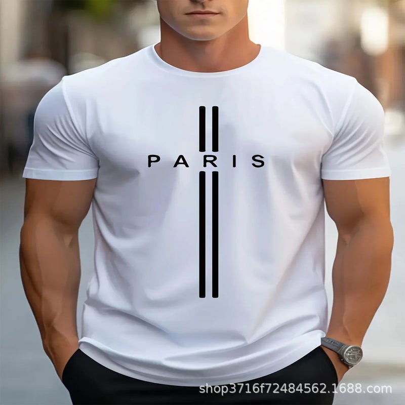2024 Men'S Casual Crewneck Short-Sleeved 3D Digital Printing Slim-Fit Pullover Men'S T-Shirt - Image 1