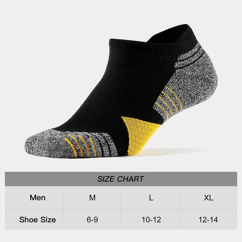 WANDER Men's Athletic Running Socks 7 Pairs Thick Cushion Ankle Socks for Men Sport Low Cut Socks 6-9/10-12 (7 Pairs Black Yellow, Shoe Size: 12-14) - Image 2