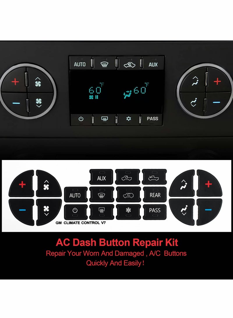 SOLARAE AC Dash Button Repair Sticker for Chevy, Car Replacement Part Fixing Ruined Faded Control Radio Decal SUV Truck Accessories（6 Packs ） - Image 3