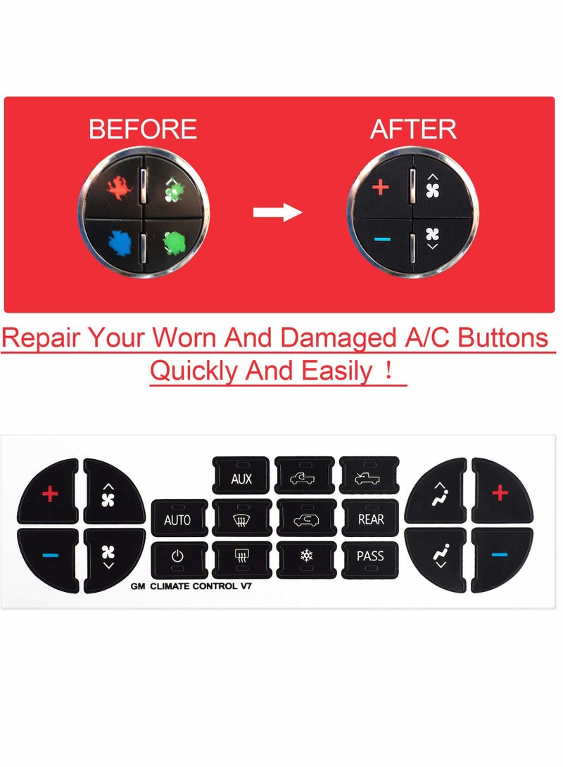 SOLARAE AC Dash Button Repair Sticker for Chevy, Car Replacement Part Fixing Ruined Faded Control Radio Decal SUV Truck Accessories（6 Packs ） - Image 5