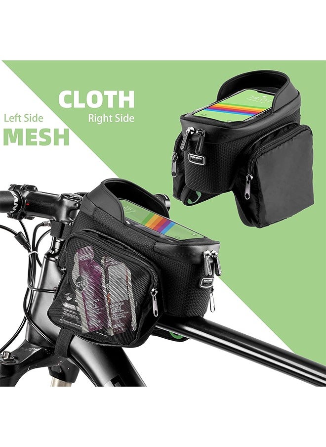 Rockbros - Bike Frame Bag Bike Phone Mount Bag Bicycle Phone Holder With Side Bags Bike Top Tube Bag For Cycling Mountain Road Bike Pouch Accessories Storage Bag - Image 1