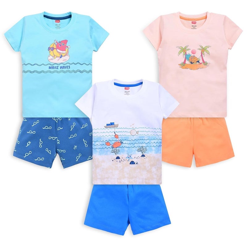 LuvLap Baby Boys Cotton T-Shirt and Shorts Set - Pack of 3 (3-6 Months) - Image 1