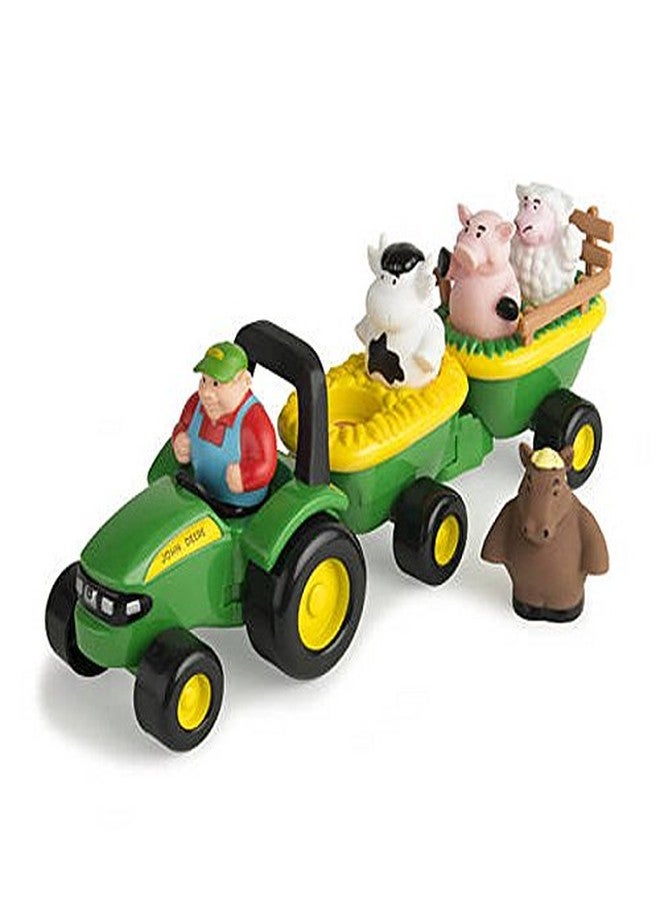 John Deere TOMY John Deere Animal Sounds Hayride Musical Tractor Toy - Musical Hayride and Farm Animal Toddler Toys - Includes Farmer Figure, Tractor, and 4 Farm Animals - Ages 18 Months and Up - Image 3
