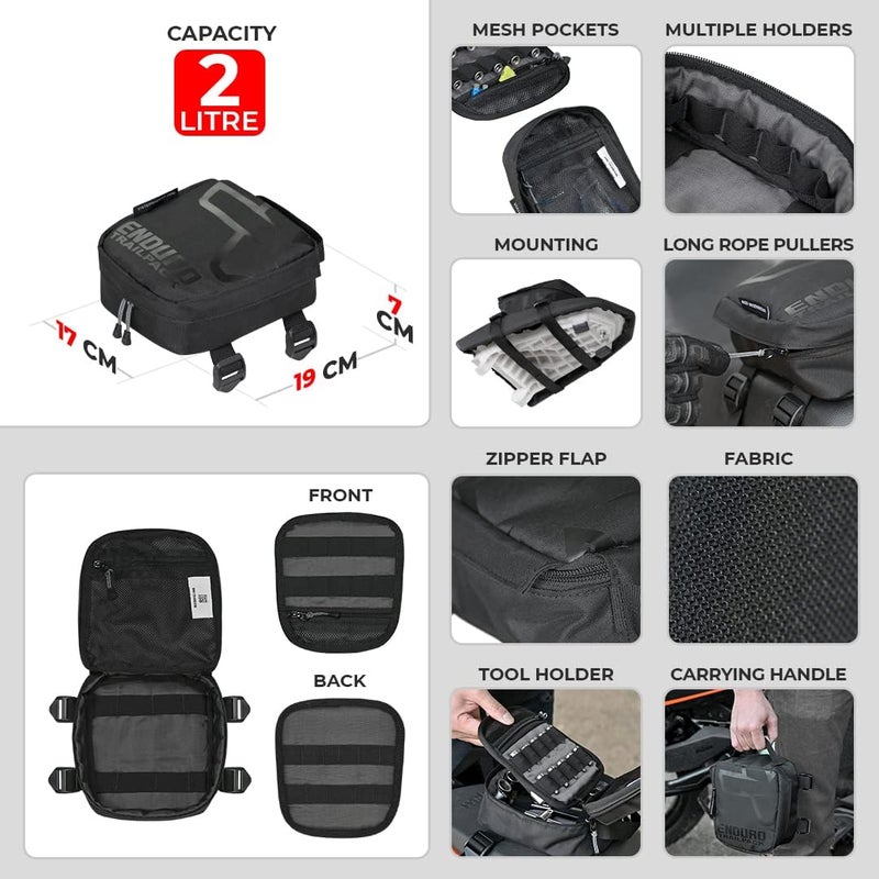 ViaTerra Polyester Enduro Trailpack I Suitable For Off Road Trail Rides I Easy To Carry Trail Essentials Pump Toolkit Etc I Can Be Fitted On Pillion Seat Or Tail Rack - Image 5