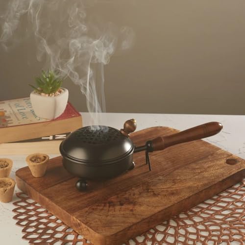 CraftVatika Dhoop Dani with Handle, Metal Dhuni Loban Burner Incense Burner Dhoop Dani for Pooja, Living Room, Office, Temple, Home Decor Dhoop Dani, Daily Pooja Need - Image 1