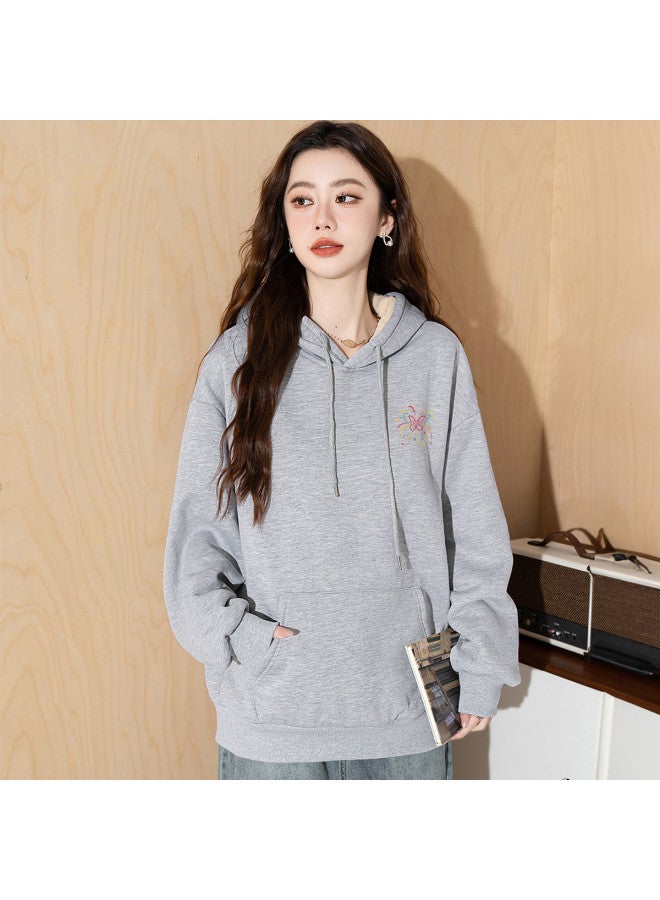 Baleno Fleece-Lined Hooded Sweatshirt Women'S 25 Autumn Winter Loose Pocket Design Long Sleeve Women'S - Image 4