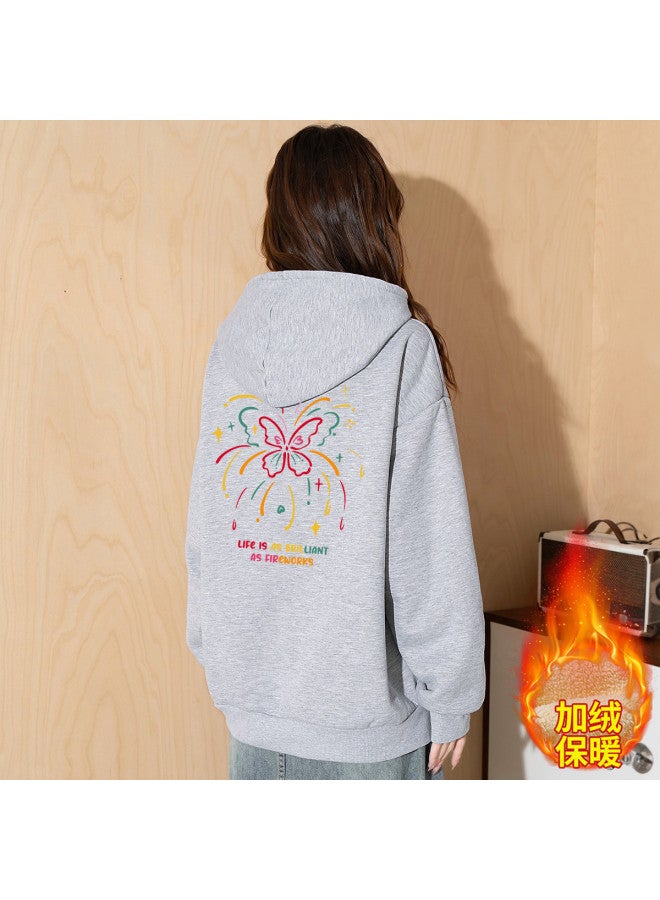 Baleno Fleece-Lined Hooded Sweatshirt Women'S 25 Autumn Winter Loose Pocket Design Long Sleeve Women'S - Image 2