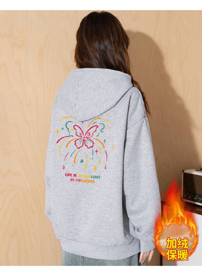 Baleno Fleece-Lined Hooded Sweatshirt Women'S 25 Autumn Winter Loose Pocket Design Long Sleeve Women'S - Image 1