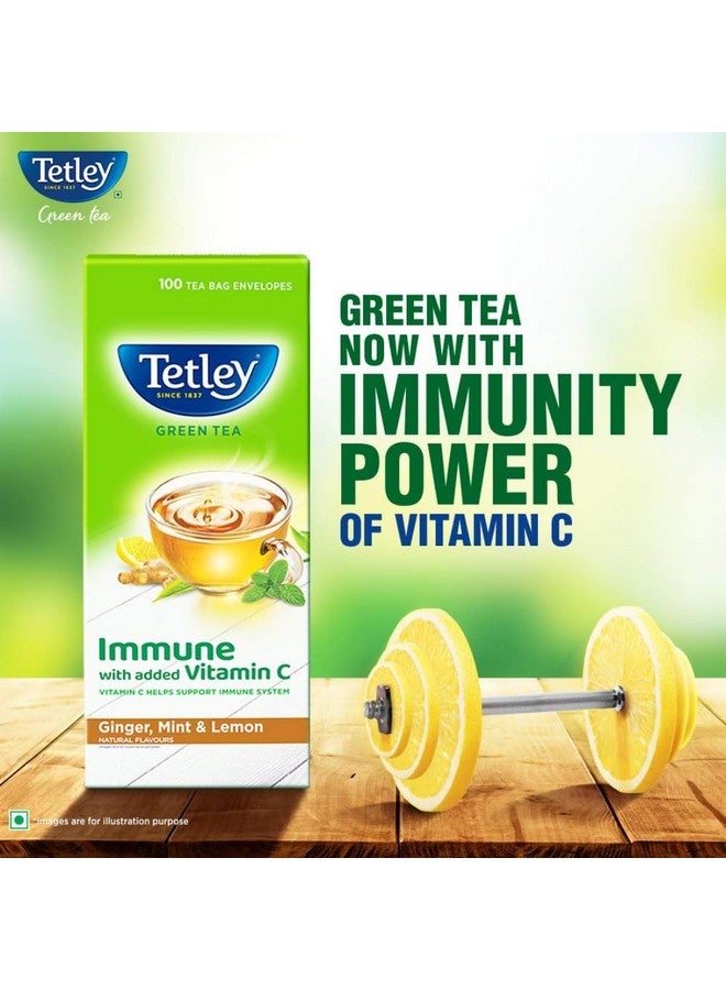 Tetley Tetley Green Tea Immune, With Added Vitamin C, Ginger, Mint & Lemon, 100 Tea Bags, 1.4gx100  - Image 3