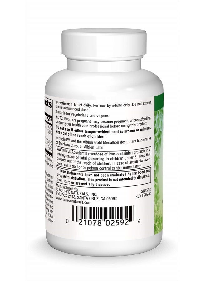 Source Naturals Vegan True Iron Support, Gentle on the Stomach Dietary Supplement - 180 Tablets - Image 2