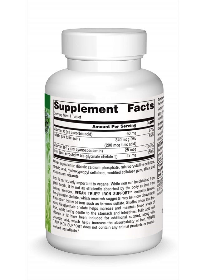 Source Naturals Vegan True Iron Support, Gentle on the Stomach Dietary Supplement - 180 Tablets - Image 3