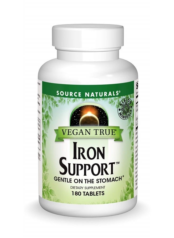 Source Naturals Vegan True Iron Support, Gentle on the Stomach Dietary Supplement - 180 Tablets - Image 1
